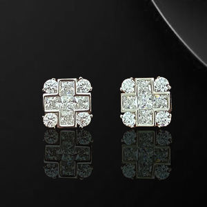 Offre Spéciale S925 argent Sterling plaqué argent taille brillant diamant glacé croix carré boucles d'oreilles 9*9mm pour hommes Hip Hop bijoux - Product Image 1