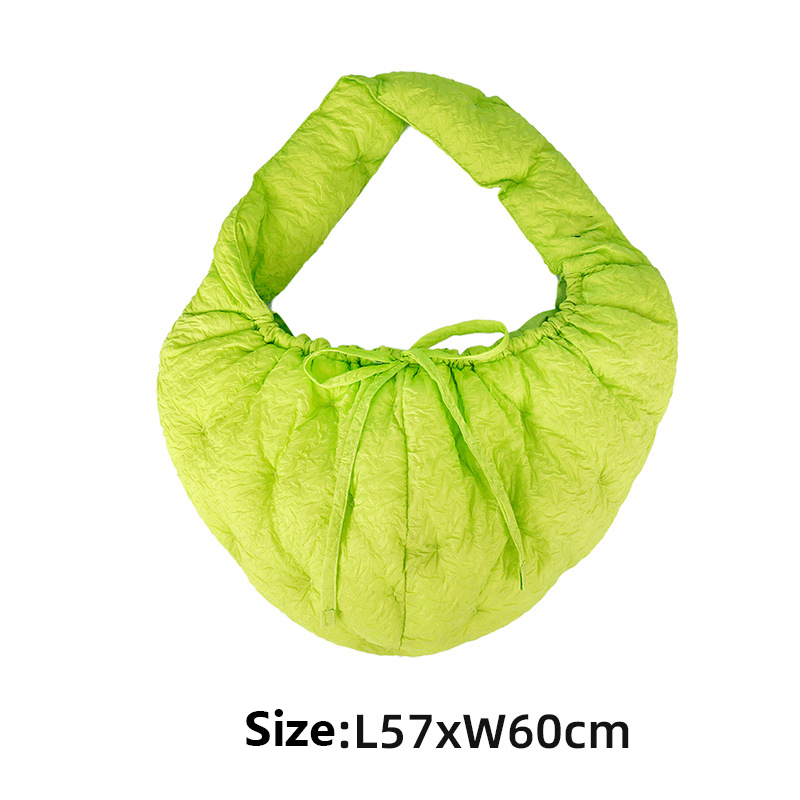 Sac à bandoulière en coton vert en duvet pour animaux de compagnie