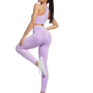 Ensemble de fitness à haute élasticité et respirant pour femmes ensembles de yoga OEM de couleur personnalisée motif d'impression sans couture taille élastique sport pour femmes - Product Image 3