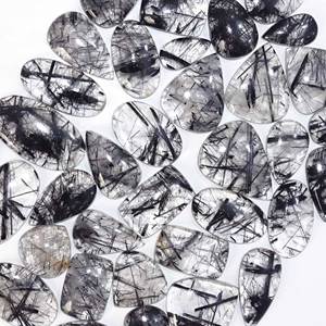 พลอยทับทิมแท้สีดำธรรมชาติผสมรูปทรงสำหรับทำเครื่องประดับอัญมณีสีดำขัดเรียบ - Product Image 2