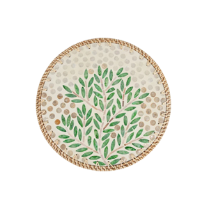 Manteles individuales redondos personalizables con incrustaciones de nácar, Decoración de mesa Floral con borde de ratán, estilo clásico de Vietnam - Product Image 5