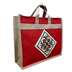 Handmade Eco-Freindly Jute Cotton Shopping Bags Natural material Hand Knitted Grocery Shopping Bag Durable Handle
