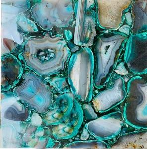 Plateau de table basse rond en agate verte, décoration en pierre faite à la main, meuble central, décoration naturelle, décorations géodes, art de canapé, extérieur - Product Image 3