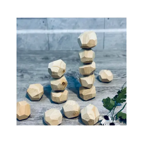 Handmade Wooden Balancing Stones Tumi Ishi Blocks with Unique Design