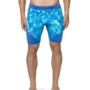 Short de compression taille élastique à séchage rapide collants d'impression de gymnastique anti-rides pour l'entraînement sportif, la course et l'entraînement solide - Product Image 1