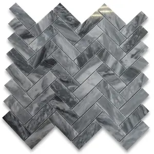 Bardiglio K72XP 1x3 Carrelage en mosaïque en chevrons Gris foncé Marbre poli pour villa Cuisine Hall Sol Utilisation Calcite Serpentine Honed - Product Image 1