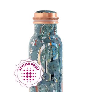 Bouteille en cuivre ayurvédique Meena Artwork avec impression mandala, bouteille d'eau en cuivre pur, design de bouteille en cuivre de créateur - Product Image 4