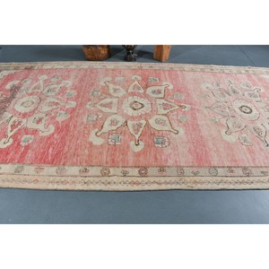 พรมขนสัตว์สีเบจสีแดงสไตล์วินเทจขนาด6.2x12.7ฟุตพรมสี่เหลี่ยมผืนผ้าตุรกีขนาดใหญ่10มม. 100% ผ้าขนสัตว์ลาเท็กซ์สำหรับโถงทางเดินห้อง - Product Image 3