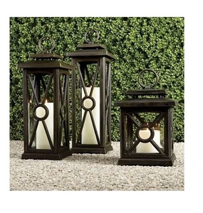 Best Quality 2025 Handmade <b>Black</b> Candle Holder <b>Lantern</b> Metal and Glass Design with Iron and Steel Materials Garden Decoration - Product Image 2