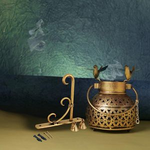 ที่ใส่เทียนทีไลท์แบบแขวนที่สง่างามพร้อมที่ยึดระฆังและตะปูสำหรับเทศกาลดิวาลีคริสต์มาสงานแต่งงานและของตกแต่งบ้าน - Product Image 4