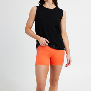 Camiseta sin mangas de verano personalizada para mujer, 100% de algodón, cuello redondo de secado rápido para deportes, Yoga, diseño de costilla informal, camiseta transpirable para mujer - Product Image 4