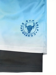 Pantalones cortos de gimnasio para hombre baratos al por mayor, pantalones cortos de entrenamiento físico de malla de playa de secado rápido con bolsillos de talla grande, cintura estampada de poliéster liso - Product Image 2