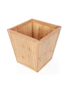 100% Bamboo Wooden Wastebasket Trash Can Modern Wooden Paper Basket for Office, Kids' Room, Bedroom and More