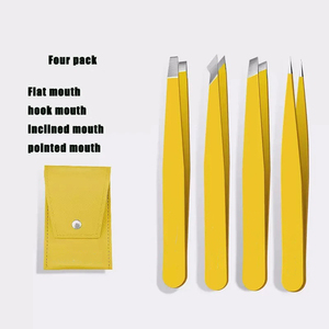 Últimas pinzas de Cejas Amarillas Pinzas de manicura Inclinación y Punta Pinzas de cejas de acero inoxidable - Product Image 3