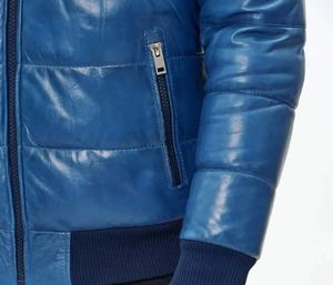 Chaqueta de piel acolchada personalizada chaqueta de piel acolchada tejida OEM chaqueta cálida de moda con cremallera al por mayor en piel auténtica de oveja - Product Image 3