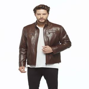 Chaqueta de Cuero Clásica para Hombre, Nuevo Diseño, Cómoda, Delgada, de Cuero Suave, en Talla Grande, Transpirable, para Invierno - Product Image 1