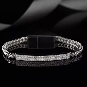 Bracelet en acier inoxydable doré rose élégant avec diamants, moissanite de laboratoire, cadeau de fête à breloques classiques, plaqué or - Product Image 3