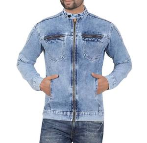 Chaqueta vaquera con cremallera y estilo informal para hombre a la moda, venta al por mayor, chaqueta vaquera de calle alta Vintage a la moda para exteriores de talla grande - Product Image 1