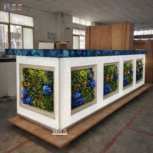 ออกแบบเคาน์เตอร์บาร์ทันสมัย รูปทรงตัวยู ทำจากหินออนิกซ์โปร่งแสง สำหรับร้านอาหาร บ้านริมสระน้ำ เคาน์เตอร์บาร์ทำจากหินอาเกต - Product Image 3