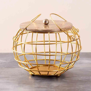 Panier de fruits fait à la main doré de haute qualité pour la décoration de la maison - Product Image 1