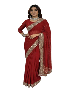 Sari Indio Tradicional para Novia, Ropa de Fiesta y Festival, Venta Caliente, de Proveedor Indio a Precio de Mayoreo - Product Image 1