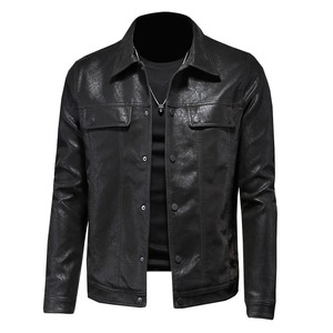 ผู้ผลิตผลิตเสื้อแจ็คเก็ตแฟชั่นคุณภาพสูง ดีไซน์ทันสมัยสำหรับผู้ชาย เสื้อแจ็คเก็ตหนังแกะแบบคอปกพับได้ตามสั่ง - Product Image 4
