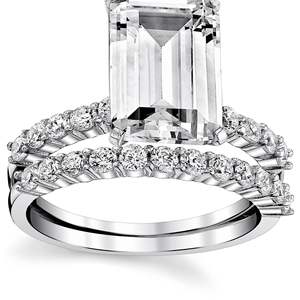 Metal Masters Mujer Plata de Ley 925 Conjunto nupcial Anillos de compromiso Esmeralda Cubic Zirconia 7 - Product Image 2