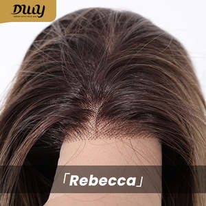 Perruque synthétique Rebecca-DWY de 30 pouces sans colle pour femmes, perruque longue ondulée effet mouillé avec dentelle transparente dégradée blonde, 136 Lace Front - Product Image 6