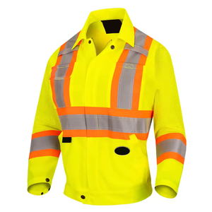 Camisas DE SEGURIDAD reflectantes amarillas fluorescentes Ropa de trabajo de manga larga Tela de malla Ropa de protección industrial de alta visibilidad - Product Image 1