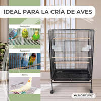 Nymphe Mobiclinic 95X43X61.5 cm Cage à oiseaux en métal avec 8 portes Mangeoires Abreuvoirs Roues Plateau en plastique amovible pour calopsitte
