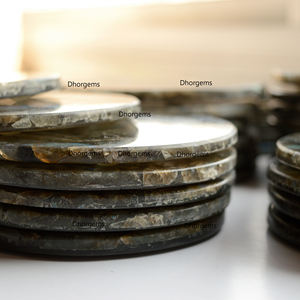 Handcrafted Natural Labradorite <b>Crystal</b> <b>Coaster</b> 4\" Semi-Precious Quartz Stone Tabletop Home Decor for House Warming Gift Set - Product Image 5