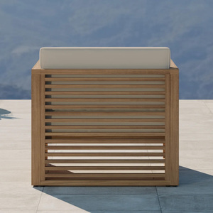 Conjunto de Sofá con Brazos de Madera de Teca Sólida para Uso en Interiores y Exteriores con Color Natural y Cojín Resistente al Sol para Aplicaciones en Jardín. - Product Image 3