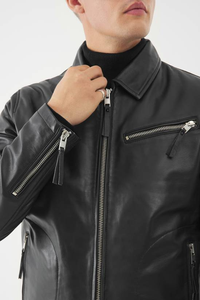 Chaqueta de Motociclista de Cuero Genuino Ecológica, Transpirable, Elegante, Ajustada, Informal, de Alta Calidad, Venta Caliente, Personalizada para Hombre - Product Image 6