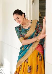 Lehenga choli สไตล์วินเทจชนเผ่าอินเดียสำหรับผู้หญิงชุดธรรมดาแบบพอดีตัวสำหรับงานเทศกาลปาร์ตี้ที่มีมุสลิมสีฟ้า - Product Image 5