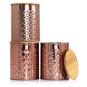 Elegant Copper Canister Set With Classic Design And Food Grade Interior <b>For</b> Rustic <b>Kitchen</b> Decor And <b>Organized</b> Countertops - Product Image 5