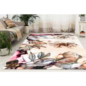 Tapis imprimé - Porte d'entrée, rond, coloré, cadeaux personnalisés, tons doux, fleurs, tapis fin non tissé - Product Image 4