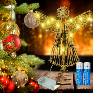 Decorazione per Albero di Natale Angelo Dorato con Ali Aperte e Luci LED Calde per Accessori Albero di Natale - Product Image 4
