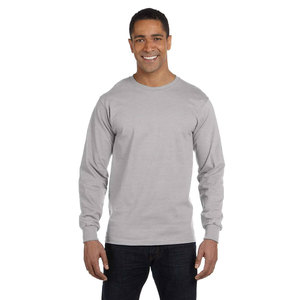 Nueva Camiseta básica lisa de manga larga con cuello redondo para hombre de algodón al por mayor - Product Image 1