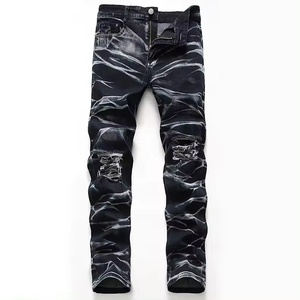 Ripped Tye Dye กางเกงยีนส์ผู้ชายล้างระบายอากาศได้, กางเกงยีนส์ระบายอากาศได้คุณภาพสูงกางเกงยีนส์ขายส่งปริมาณสําหรับขาย - Product Image 1