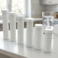 Tube à comprimés effervescents, flacon de vitamines, pompe sans air anti-humidité en plastique PP de qualité alimentaire, gravure acide, paquets de 10/20 comprimés
