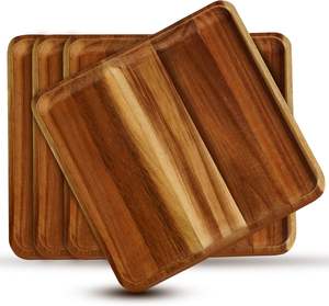 Assiette de présentation en bois d'acacia de luxe faite à la main, décorative, polie, pour la décoration de la maison, thème bouddhiste - Product Image 5