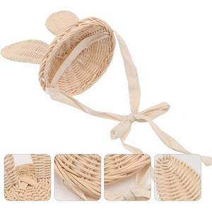 Sombrero adorable hecho a mano con orejas de conejo para niño, gorro de mimbre de calidad superior a la moda, sombreros de verano para niño - Product Image 3