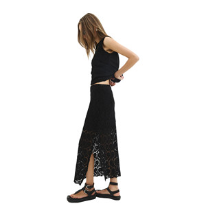 Jupe d'hiver élégante pour femme, style décontracté, coupe trapèze, queue de poisson, crayon, volants, tricot, taille naturelle, 100% coton, taille XS - Product Image 3