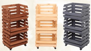 High Quality Wooden Office Organizer Rectangle <b>Shelf</b> for Vegetables Fruits Wheels 3 Boxes Sustainable Storage <b>Baskets</b> for - Product Image 6