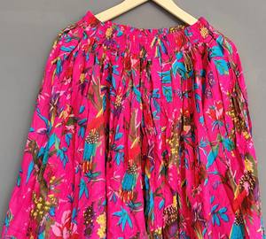 Falda de fiesta india de algodón hecha a mano para mujer rosa transpirable con cintura natural regalo de mujer - Product Image 2