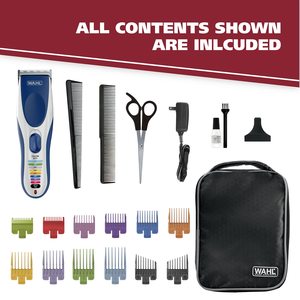 New Wahls- Color Pro Rechargeable Cordless Hair <strong>Clippers</strong>- <strong>21</strong> Color-Coded Cutting Pieces + 12 Guide Combs and Soft Storage Case