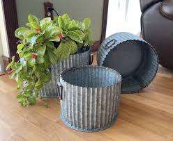 Premium Galvanized <b>Metal</b> <b>Planters</b> Handmade with Unique Shapes Ideal for Balcony Garden and Home Decoration Durable <b>Outdoor</b> Pots - Product Image 5