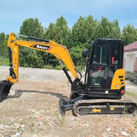 Mini-excavatrice sur chenilles Sany SY35U d'occasion, faible nombre d'heures de fonctionnement, état d'origine, machine de terrassement 3,5t, prix abordable à vendre