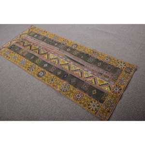 Alfombra turca de 2,6x6,4 pies, alfombra, alfombra amarilla con lunares de lana - Product Image 4