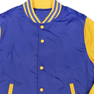 Blouson Bomber Réversible Personnalisé pour Homme, Style Baseball, Bleu Royal et Or Satiné, Imperméable et Coupe-Vent, Idéal pour Équipes Sportives - Product Image 3